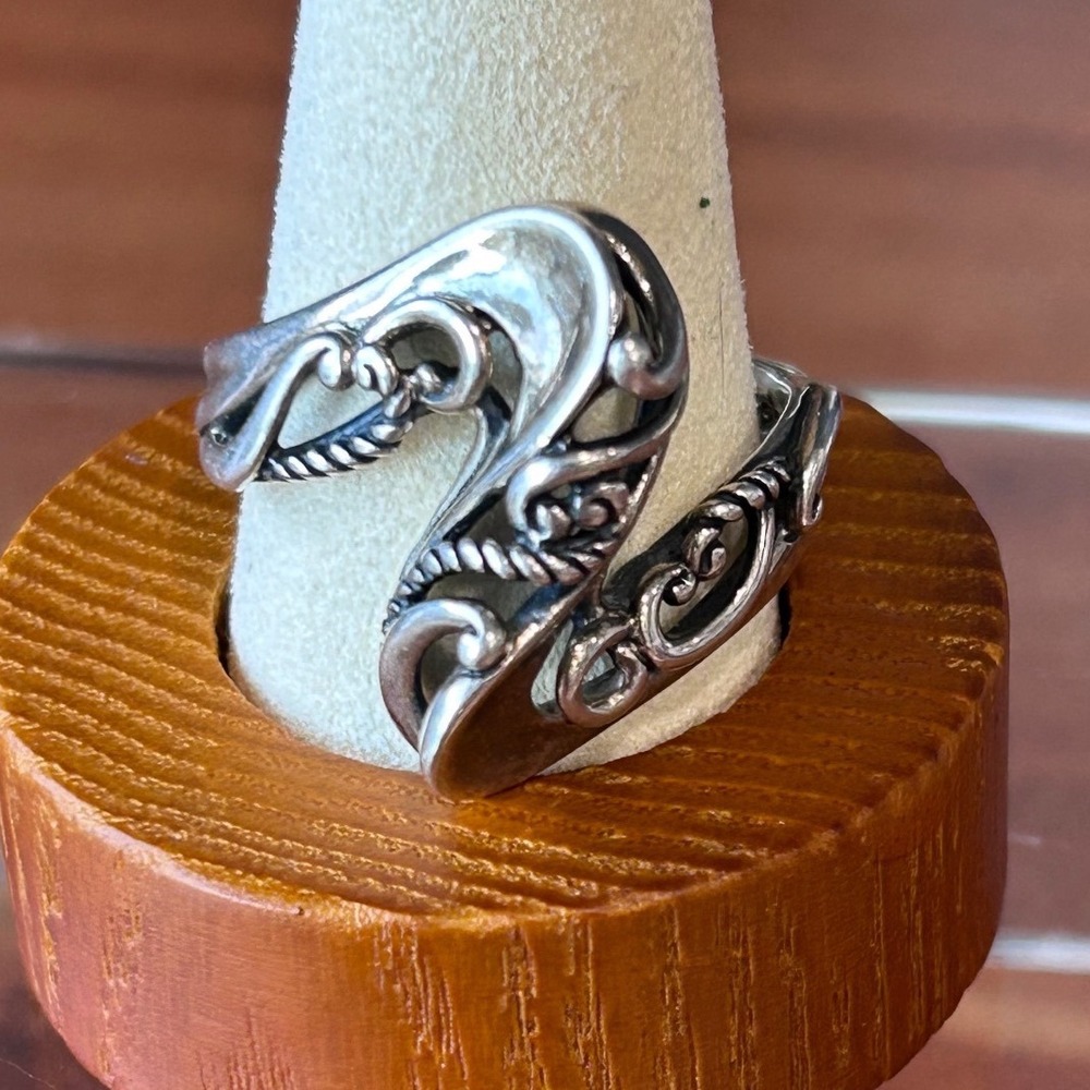 Carolyn Pollack Relios Sterling Silver Swirl Bypass Ring Size 9.5 7.14g